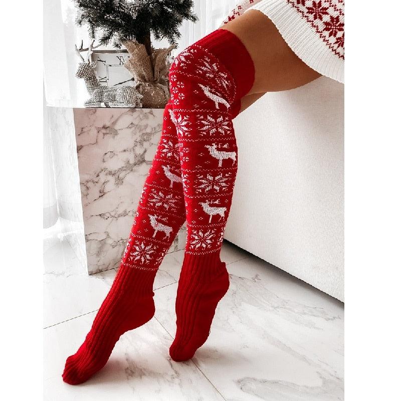 Christmas Women's Long Knitted Stockings