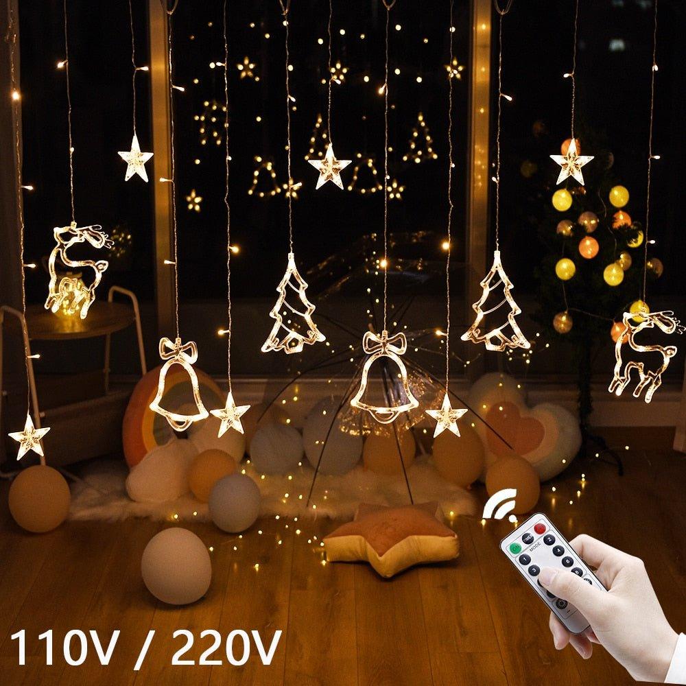 Christmas Fairy Curtain String Lights, USB Powered LED Decoration