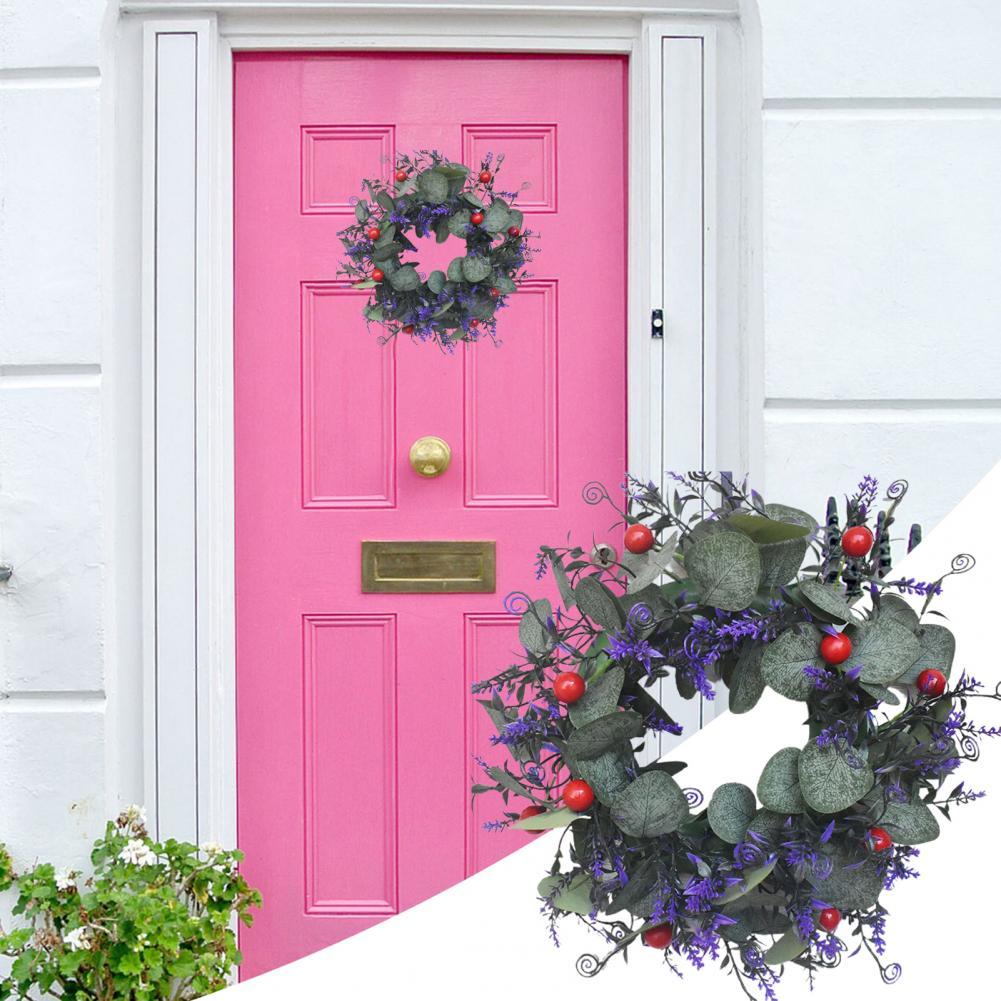 Simulated Fake Flower Garland Ornamental Red Berry Wreath