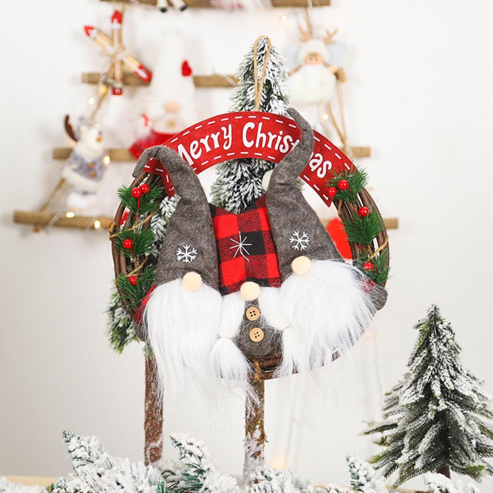 Exquisite Fabric Creative Dwarf Shape Holiday Fake Flower Garland Diy Christmas Wreath