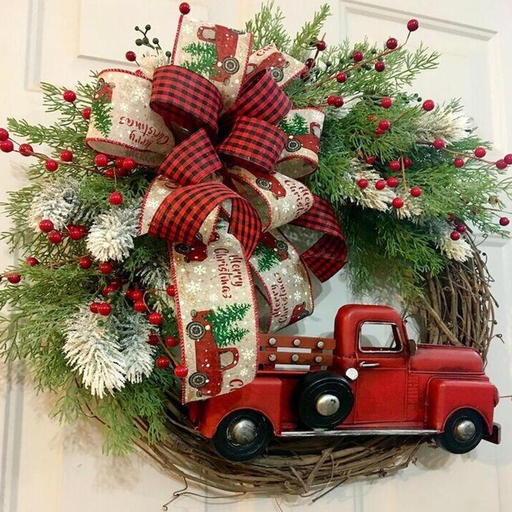Red Truck Christmas Wreath Creative Pinecone Spruce Christmas Garland