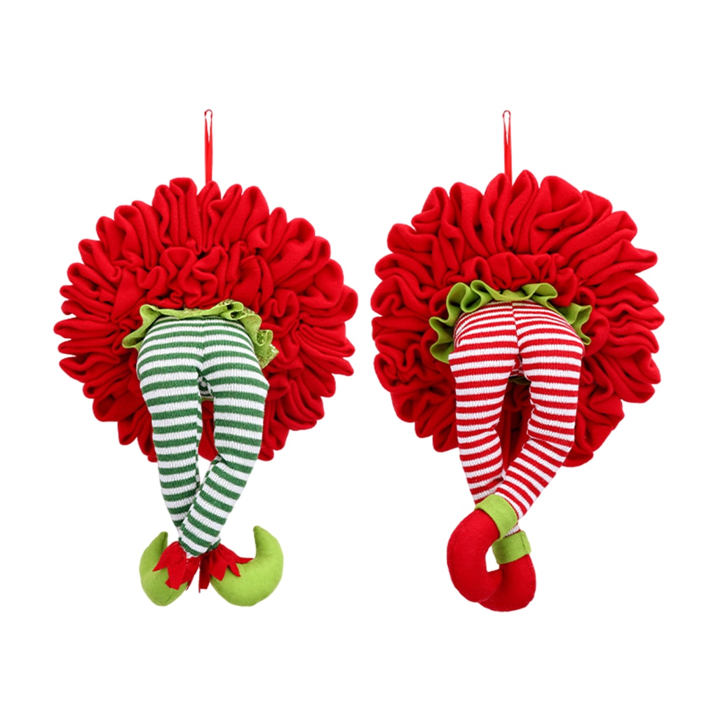 Merry Christmas Wreath Elf Leg Cute Artificial Christmas Wreath
