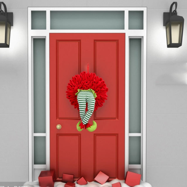 Merry Christmas Wreath Elf Leg Cute Artificial Christmas Wreath