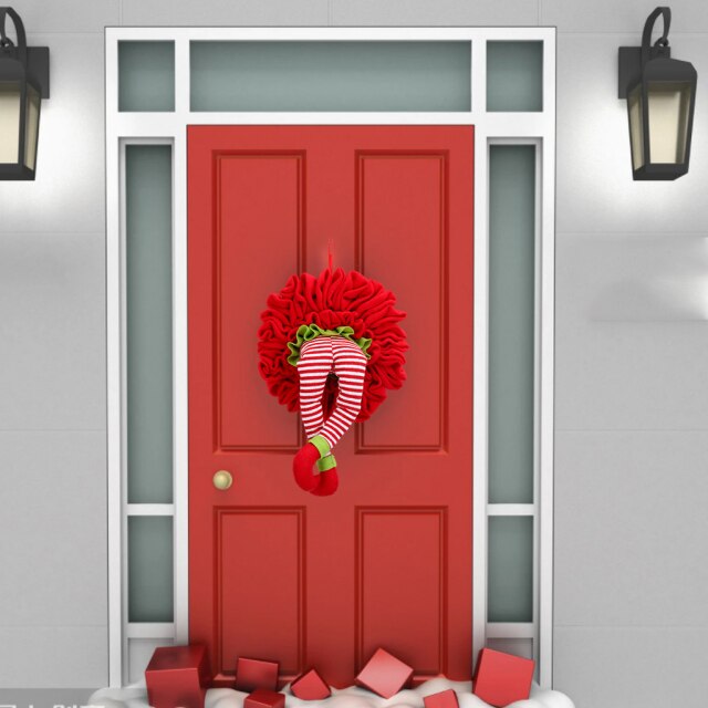 Merry Christmas Wreath Elf Leg Cute Artificial Christmas Wreath