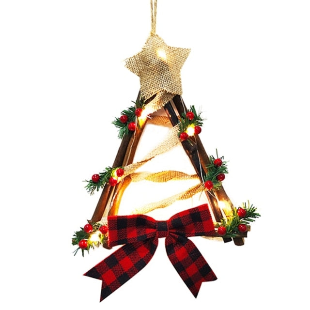 LED Christmas Wreath Door Hanging Snowman Wreath