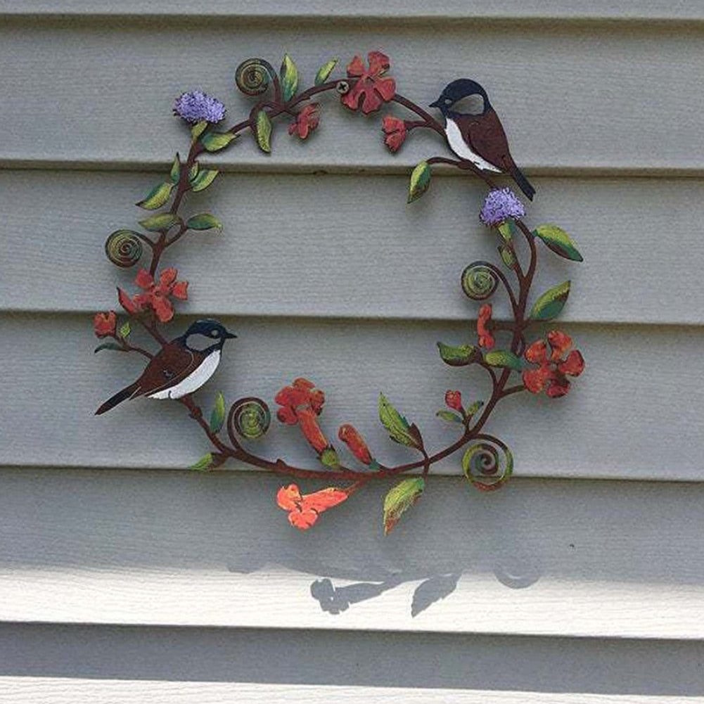Creative Flowers Wreath Wall Art Lifelike Bird Garland
