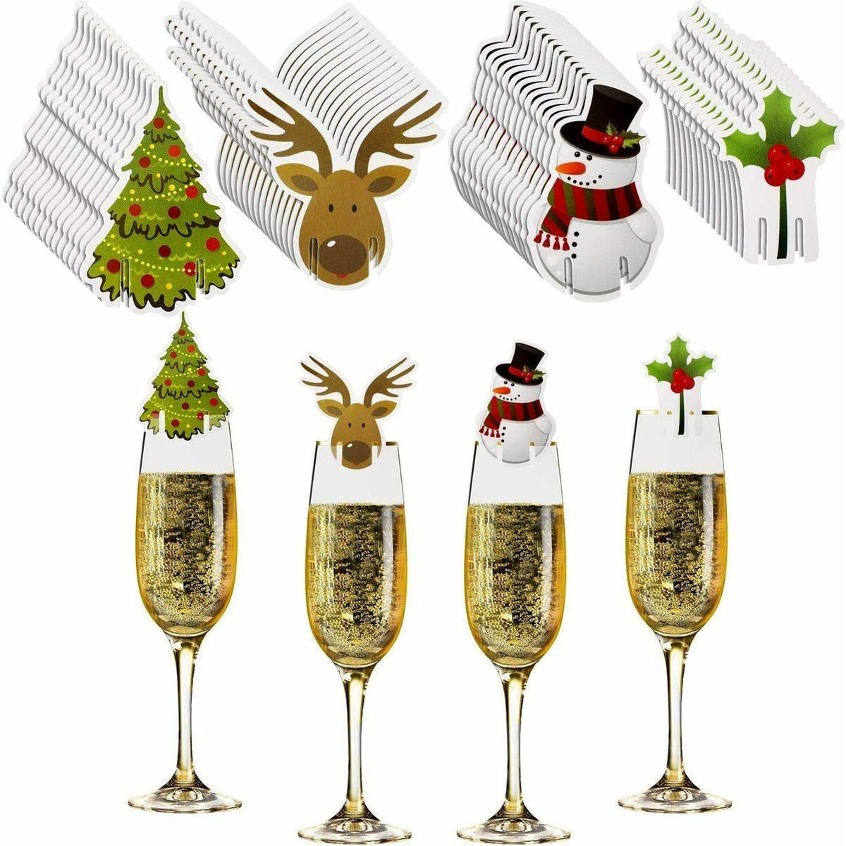 Wine Glass Decoration Cards For Christmas