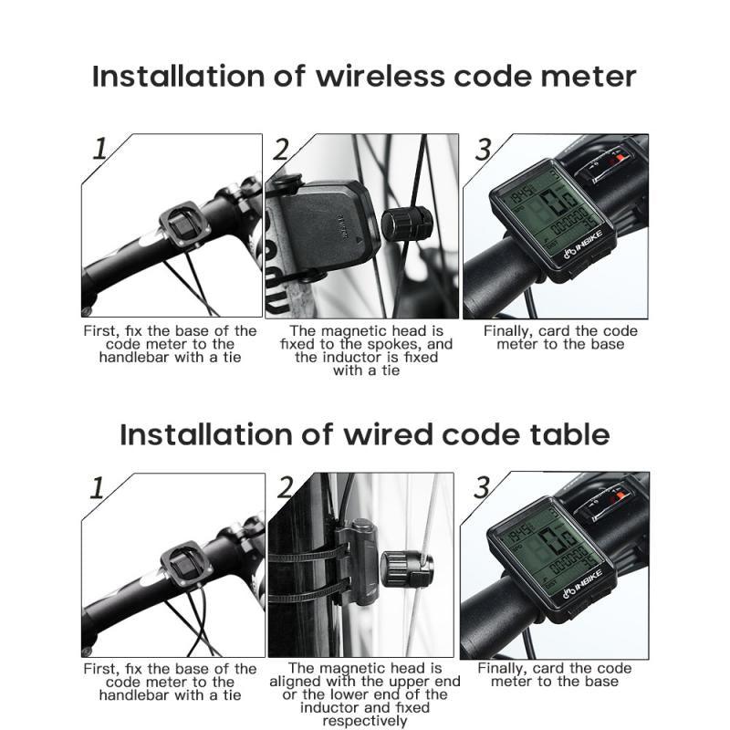 LCD Bike Code Meter Wired Wireless Mountain Bike Speedometer Bicycle Odometer Cycling Multifunctional And Waterproof Smart Backlight HD Digital LCD Big Display Auto Power Off And Wake-up Speedometer