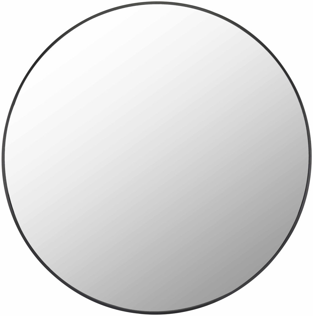 Round Mirror with Black Aluminum Frame