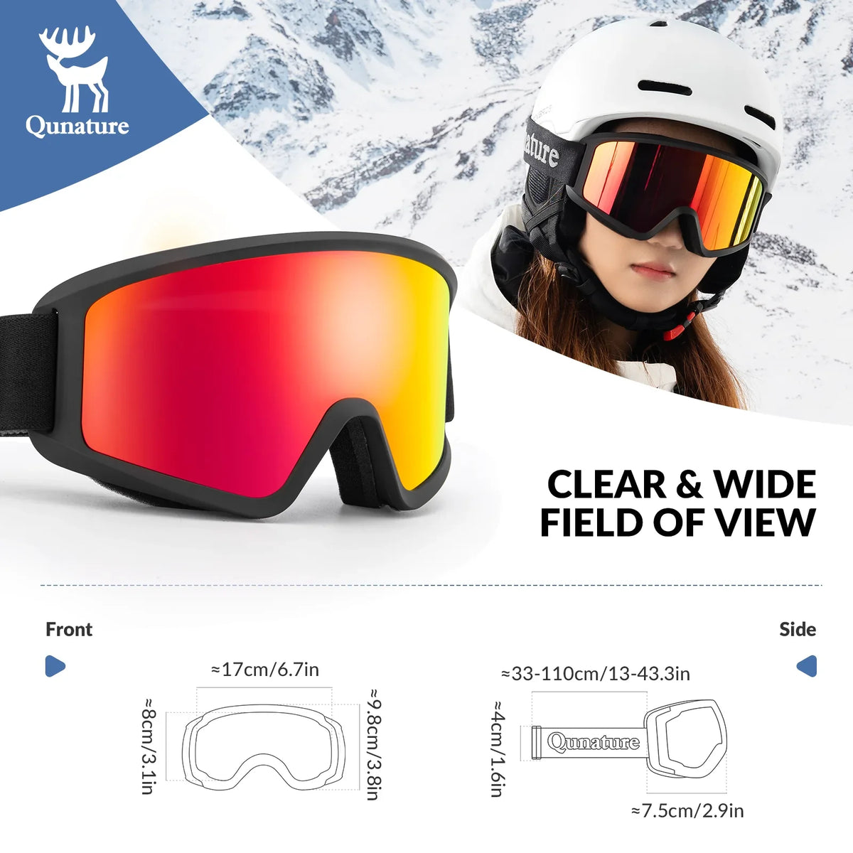 Anti-Fog Cylindrical Ski Goggles Double-Layer Lenses UV400 Protection