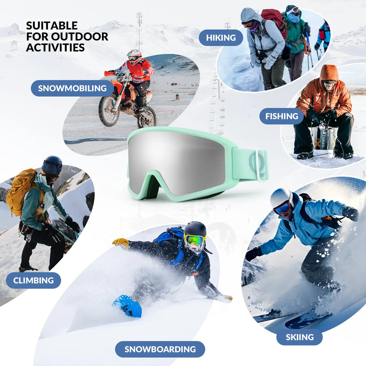 Anti-Fog Cylindrical Ski Goggles Double-Layer Lenses UV400 Protection