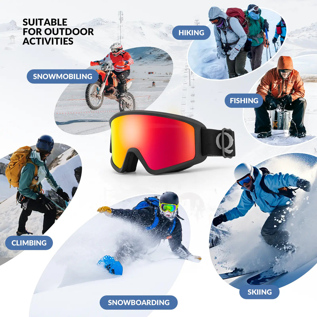 Anti-Fog Cylindrical Ski Goggles Double-Layer Lenses UV400 Protection