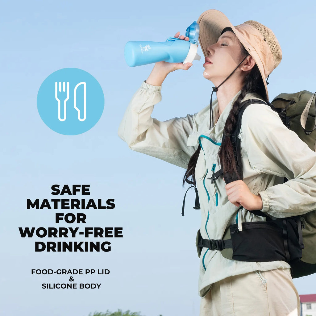 Collapsible Soft Water Bottle with Angled Spout