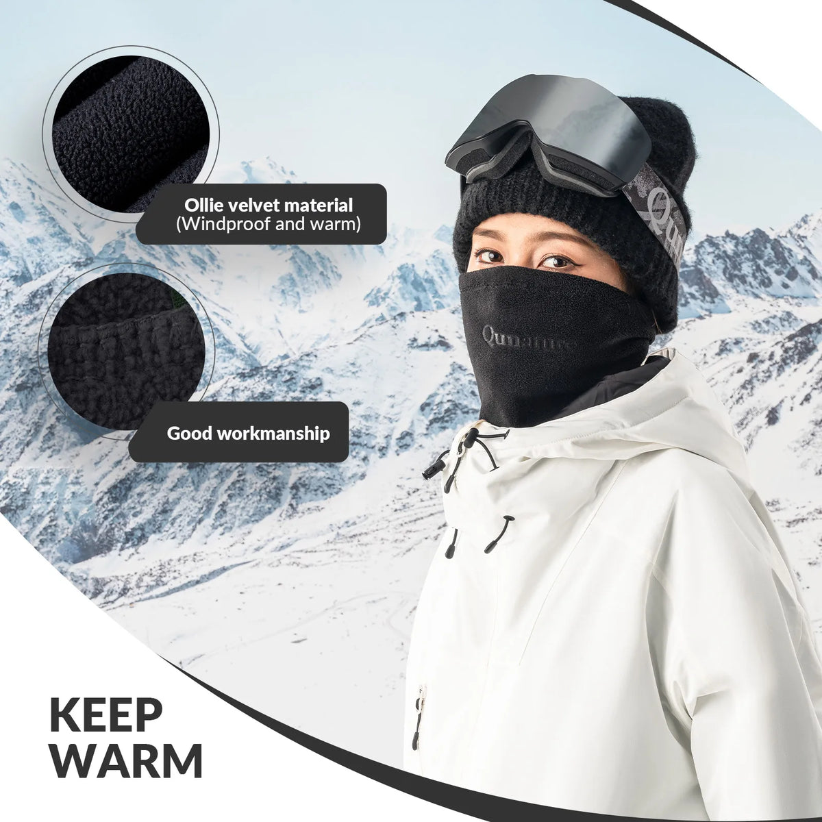 Double-Sided Fleece Integrated Face and Neck Warmer for Ultra Comfort