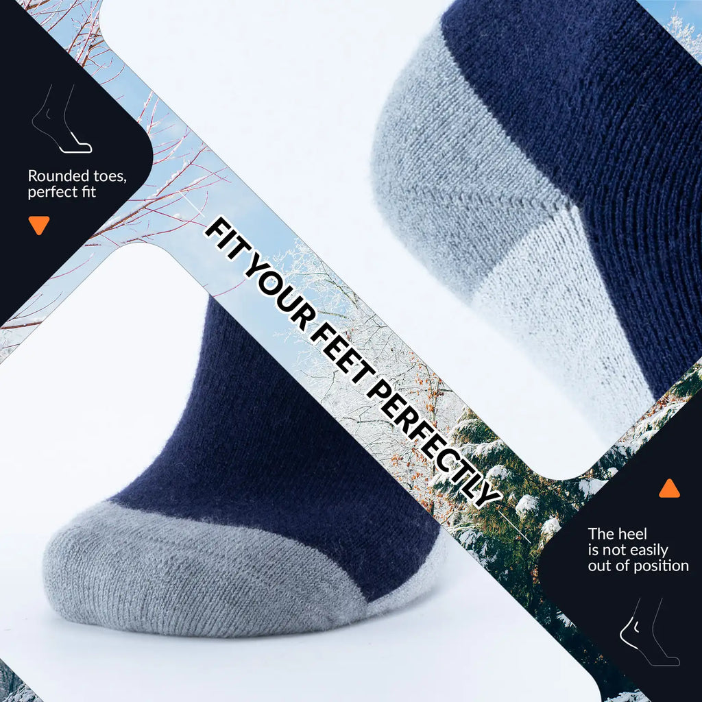 Thermal Wool Blend Ski Socks, Cold Weather Knee-high Warm Socks for Winter