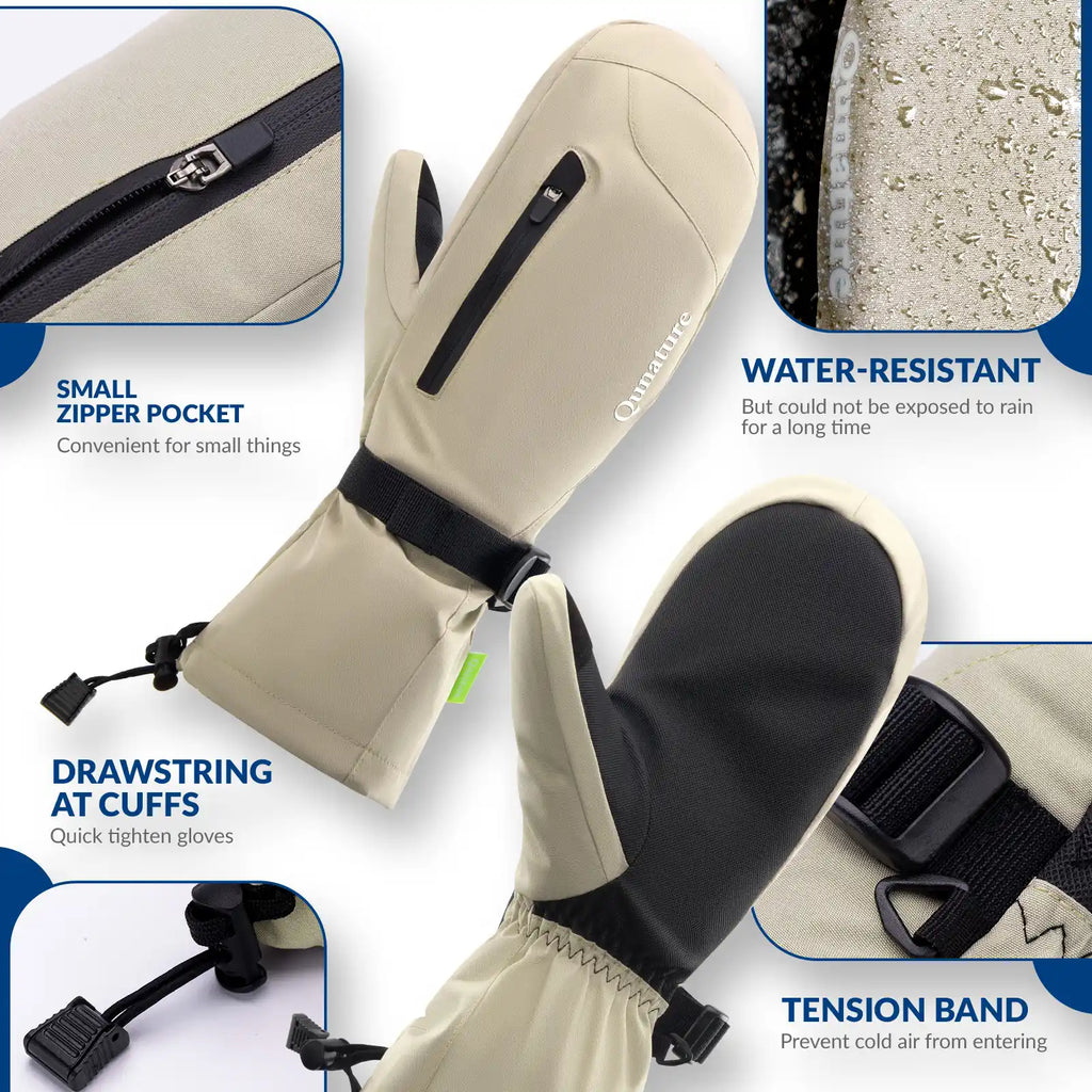 Windproof Full-Palm Ski Gloves with Touchscreen Grip