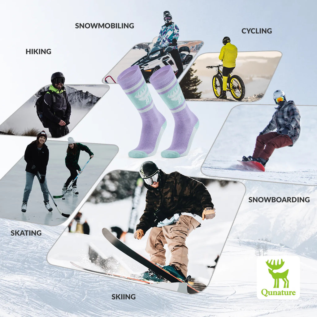 Wool Ski Socks Winter Warmth Shock Absorption for Skiing Comfort