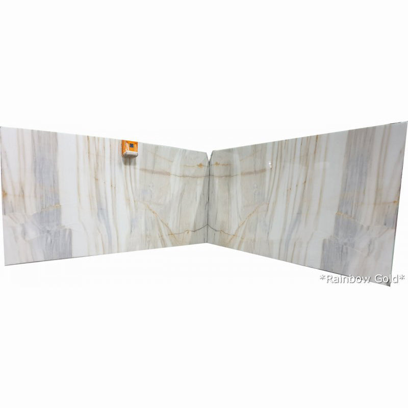 Rainbow Gold White Bookmatching Marble Slabs Polished - Livfloors Collection