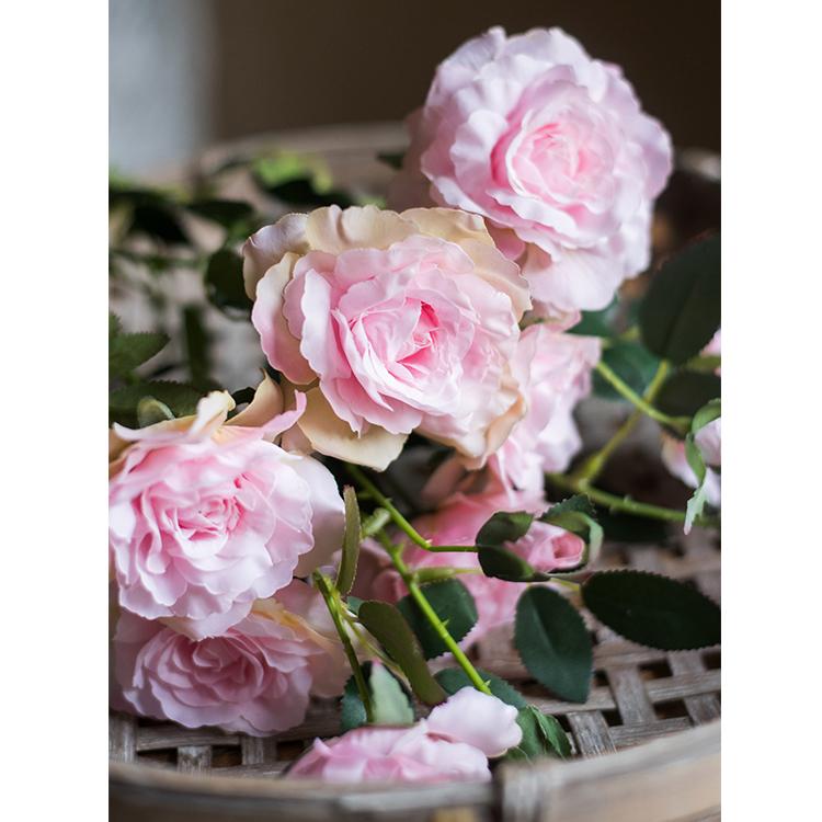 Faux Silk Real Touch Blooming Rose Stem in Pink 25" Tall