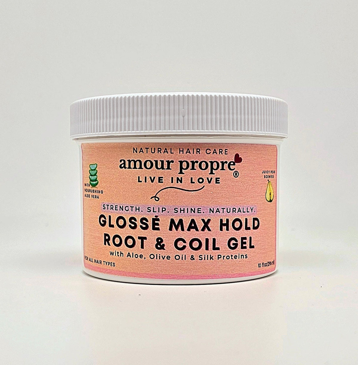 Glossé Max Hold Root & Coil Gel
with Aloe, Olive Oil & Silk Proteins
