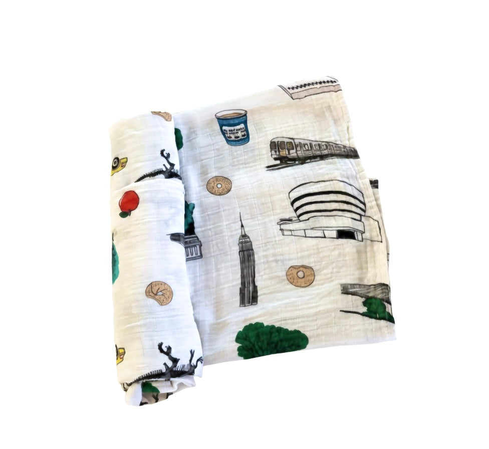 Washington Square Park NYC Newborn Gift Bundle: Swaddle, Bib & Onesie