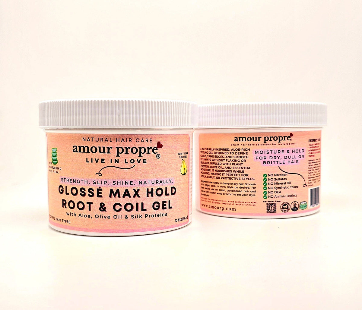 Glossé Max Hold Root & Coil Gel
with Aloe, Olive Oil & Silk Proteins