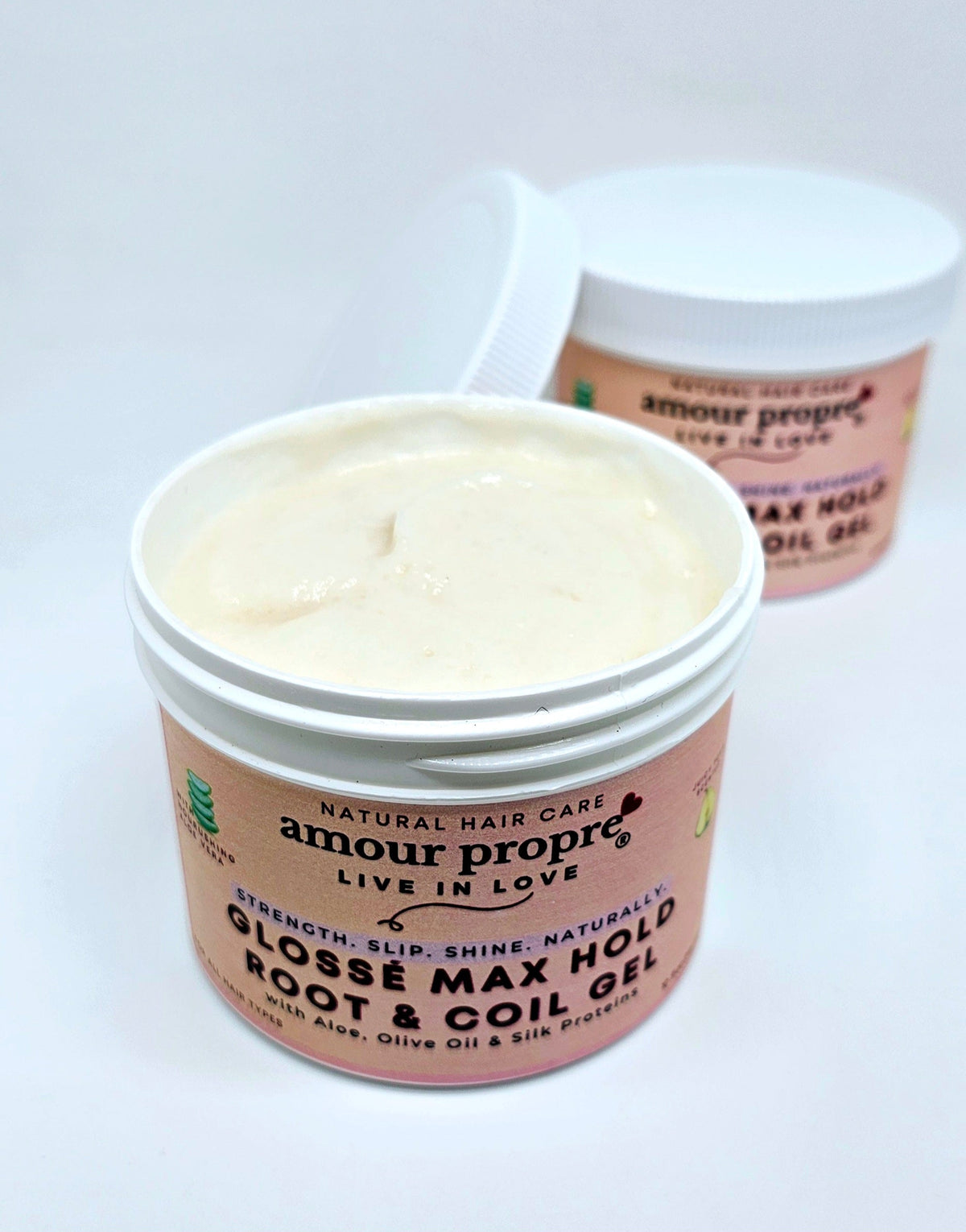 Glossé Max Hold Root & Coil Gel
with Aloe, Olive Oil & Silk Proteins
