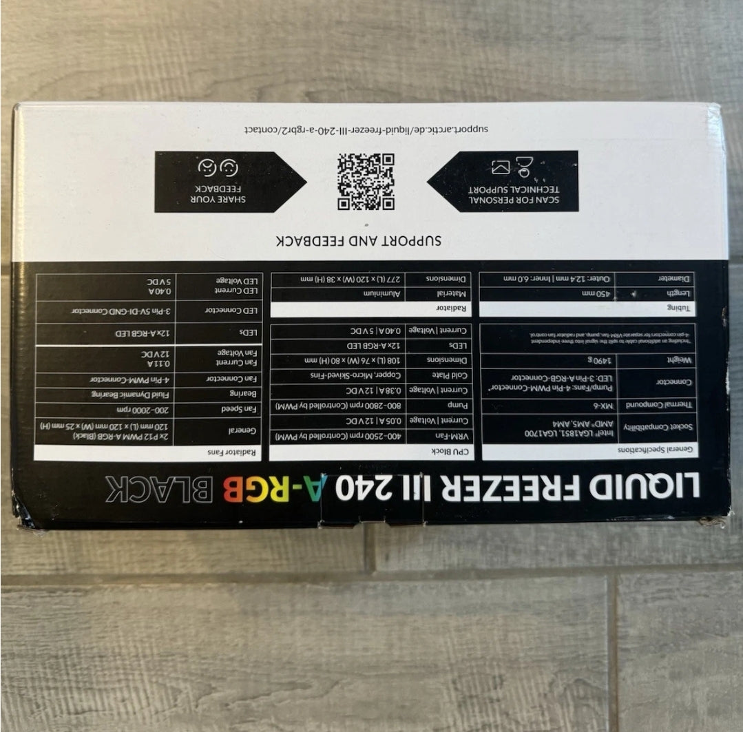 Open Box Arctic Liquid Freezer III 240 A-RGB Multi-Compatible - Black ACFRE00142A