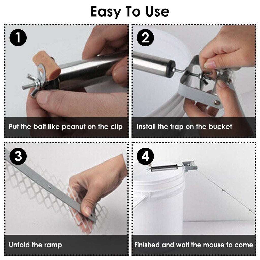 Roll Trap Log Rolling Mouse Catcher with 19.69" Mesh Ramp
