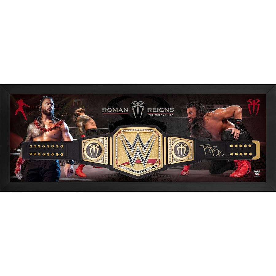 Roman Reigns WWE Autographed Universal Championship Replica Title Belt Shadowbox