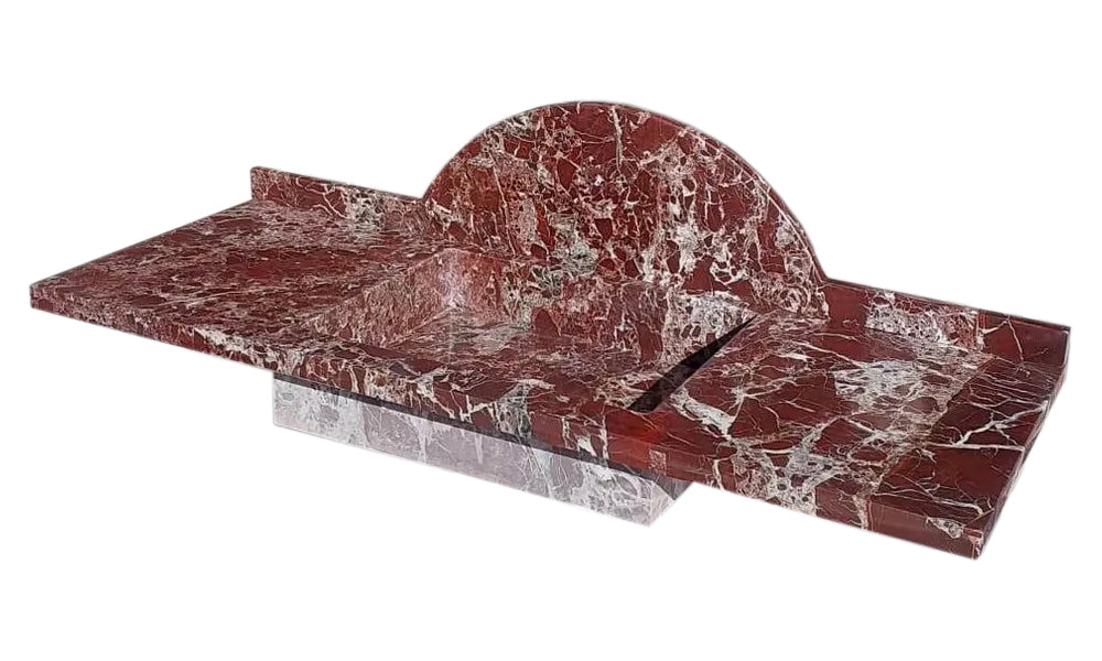 Rosso Levanto Marble Rectangular Wall-mount Sink (W)20" (L)52" (H)5"