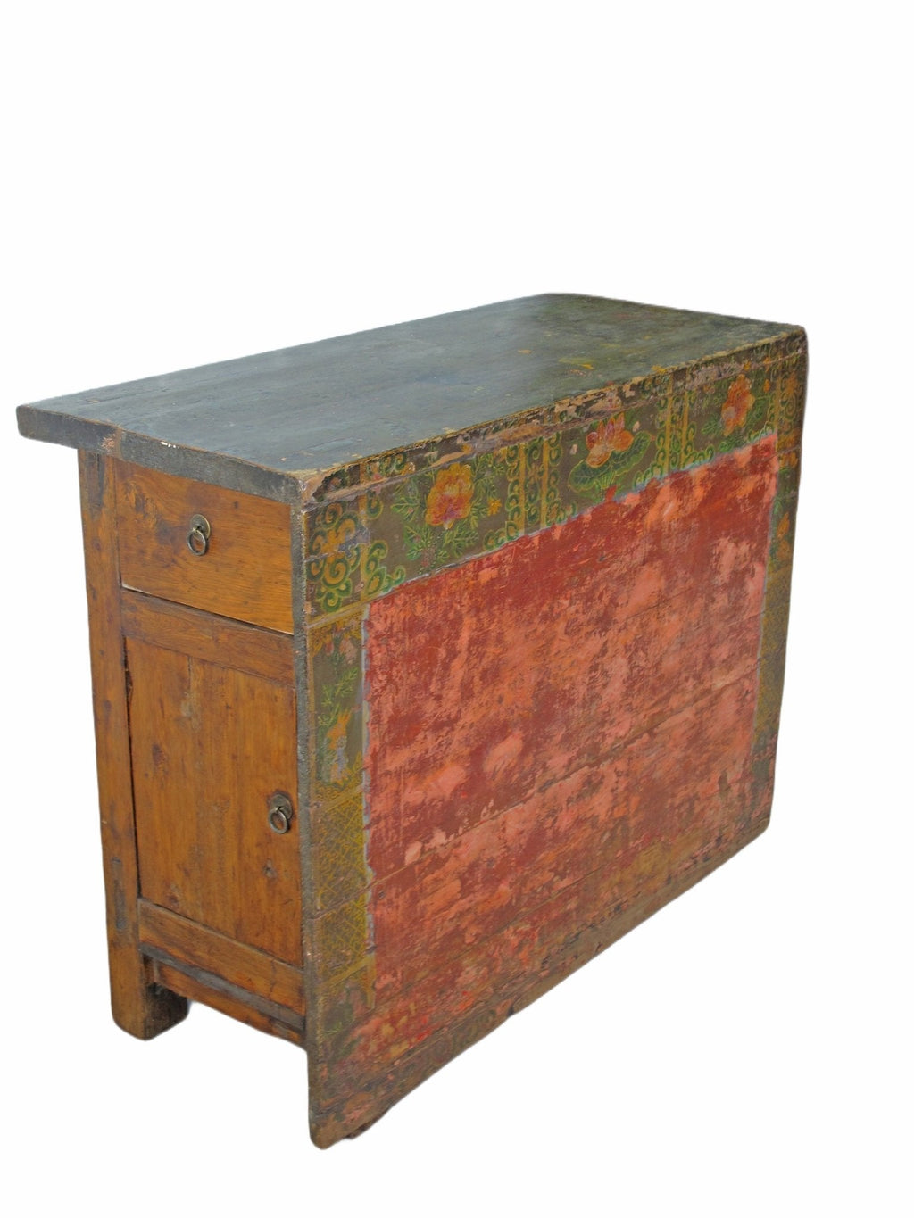 Rustic Red/Green Antique Cabinet