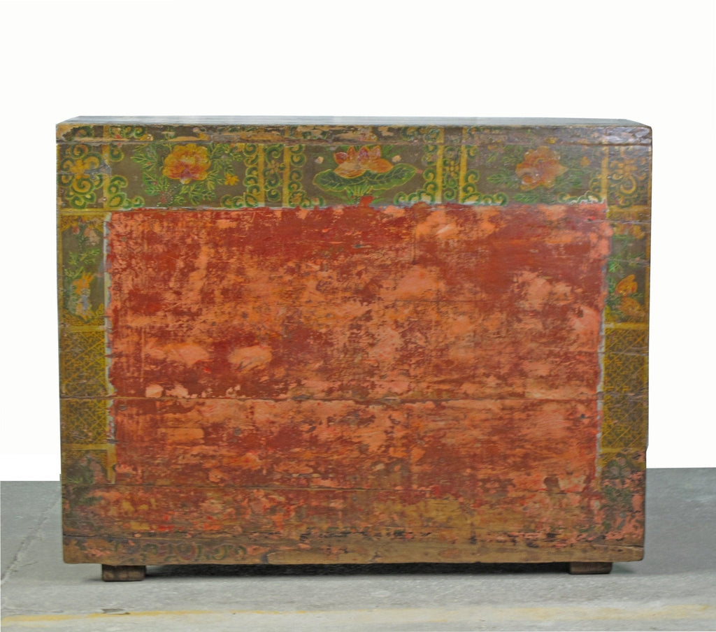 Rustic Red/Green Antique Cabinet
