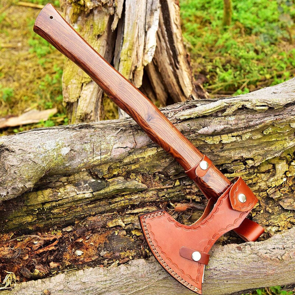 Custom Handmade Hand Engraved High Carbon Steel Viking Tomahawk Axe with Rosewood Handle by KBS Knives Store