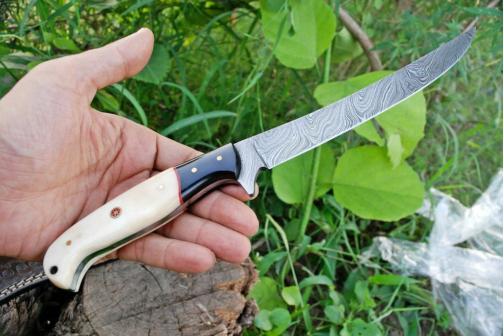 Fish Skinning Knife – 8" Damascus Steel Blade