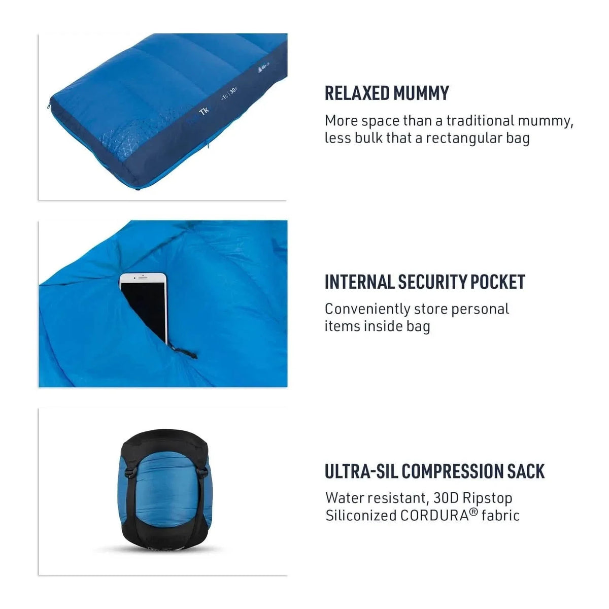 Sea to Summit Trek TKI 30 Degree Down Sleeping Bag TK1  - Reg