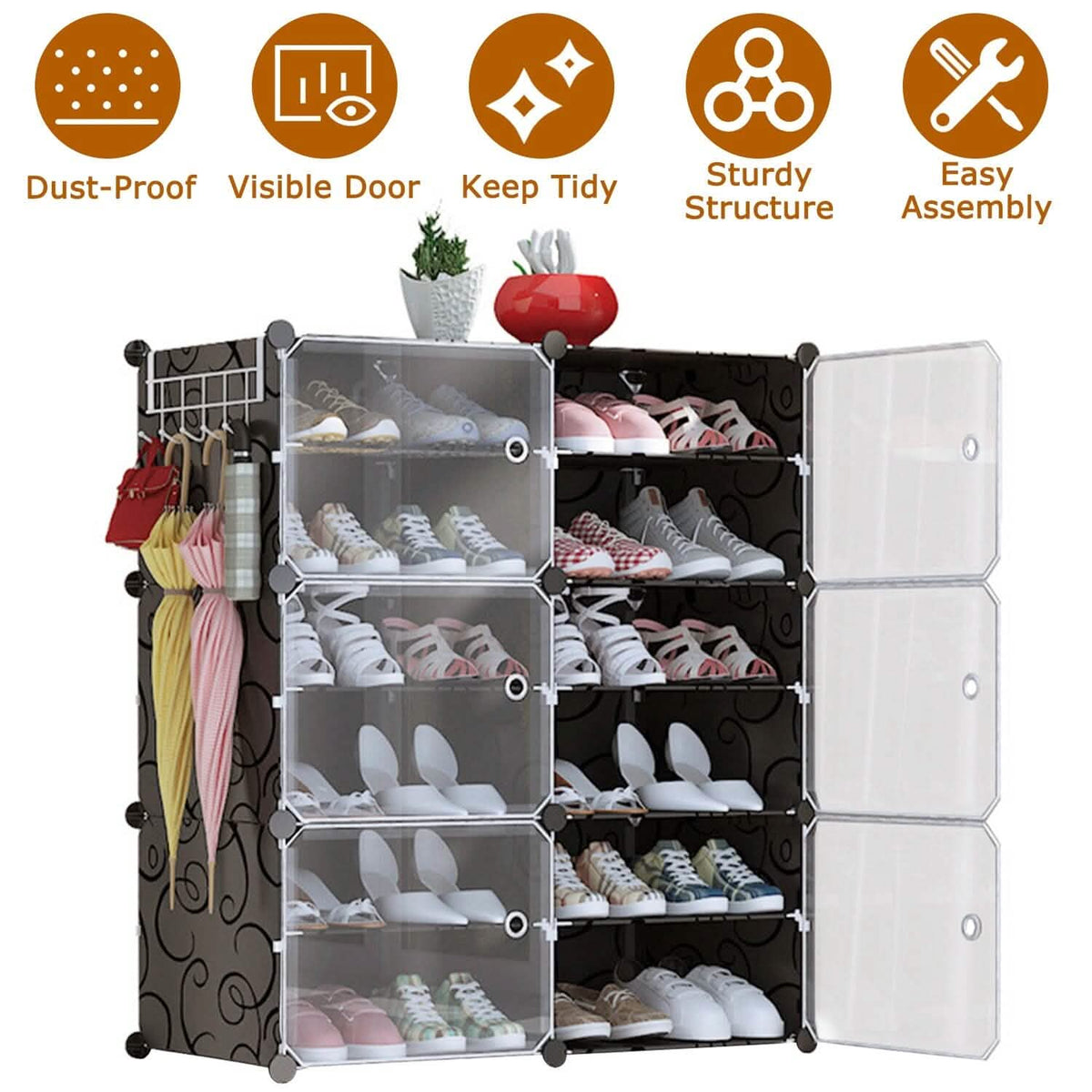 Shoe Rack Organizer with Transparent Doors