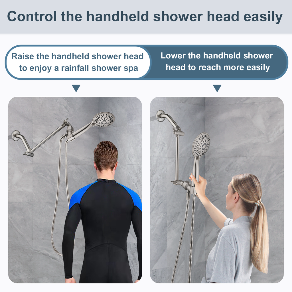 10 Inch Brass Shower Head Extension Arm, Height & Angle Adjustable