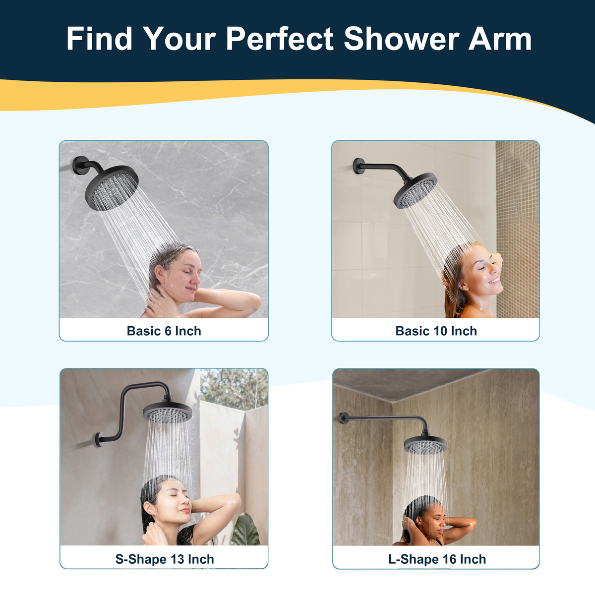 6-Inch Solid Brass Shower Arm with Universal G1/2 Connection