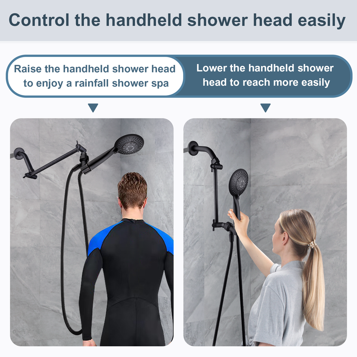 10 Inch Brass Shower Head Extension Arm, Height & Angle Adjustable
