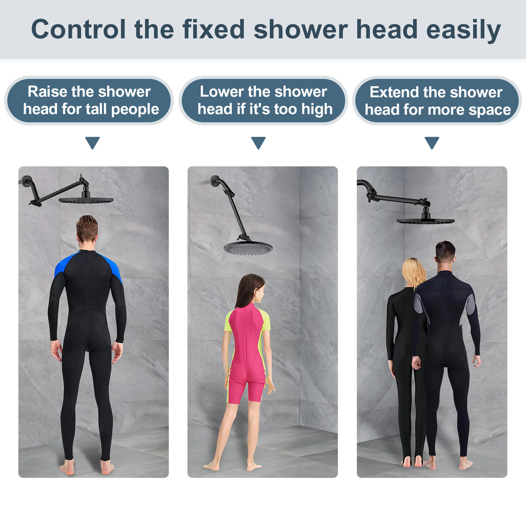 10 Inch Brass Shower Head Extension Arm, Height & Angle Adjustable