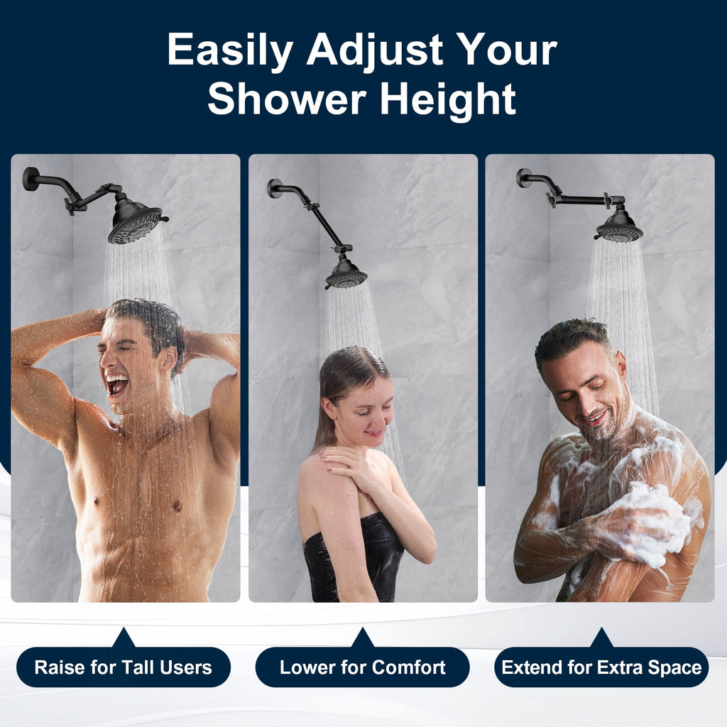 5 Inch Solid Brass Shower Arm Extender, Height & Angle Adjustable