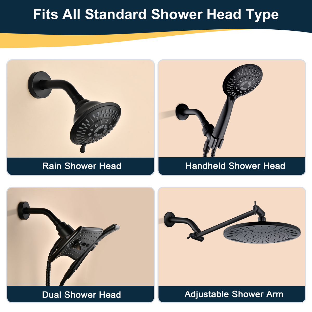 6-Inch Solid Brass Shower Arm with Universal G1/2 Connection