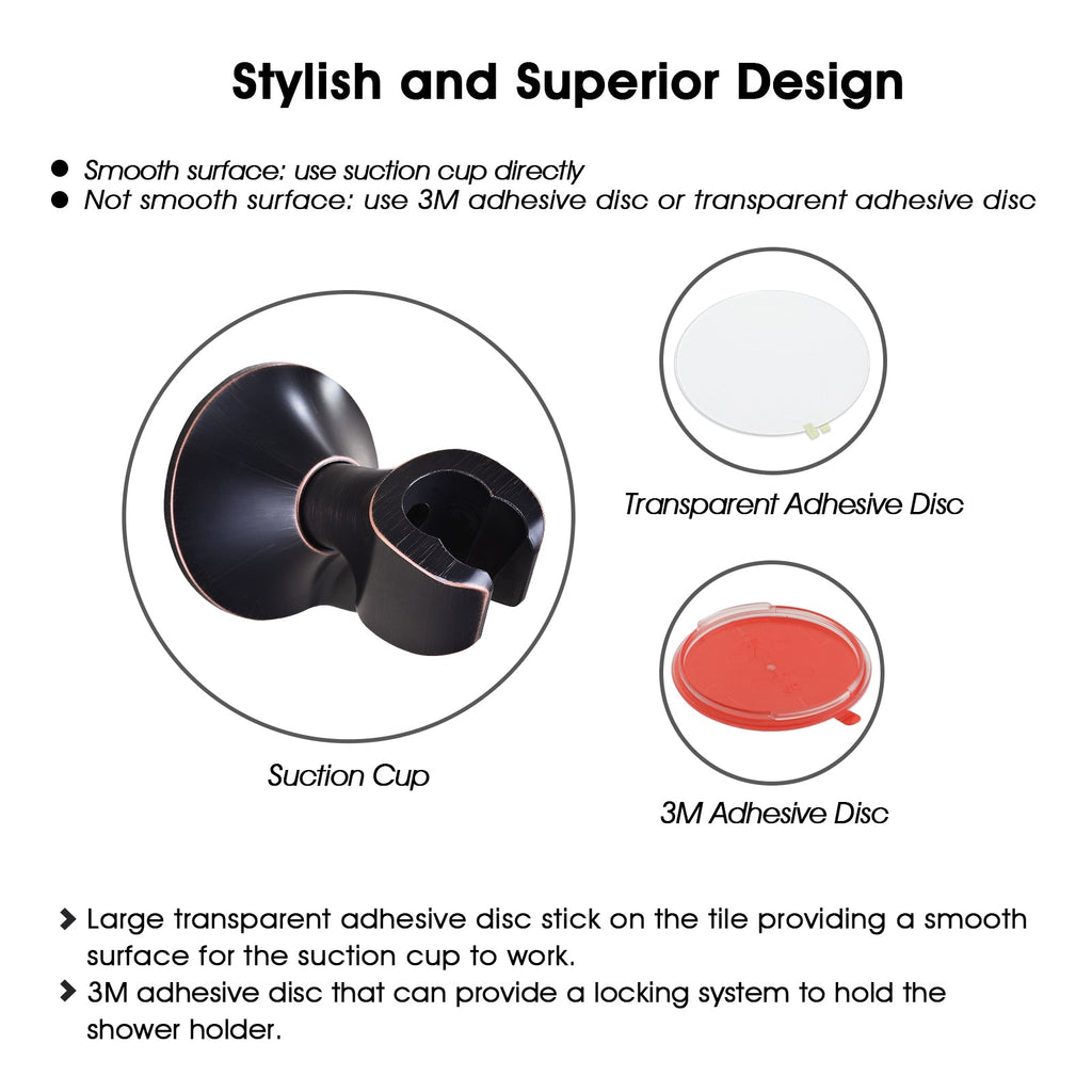 Handheld Shower Head Holder with Dual Angle Positions, Wall Suction Bracket