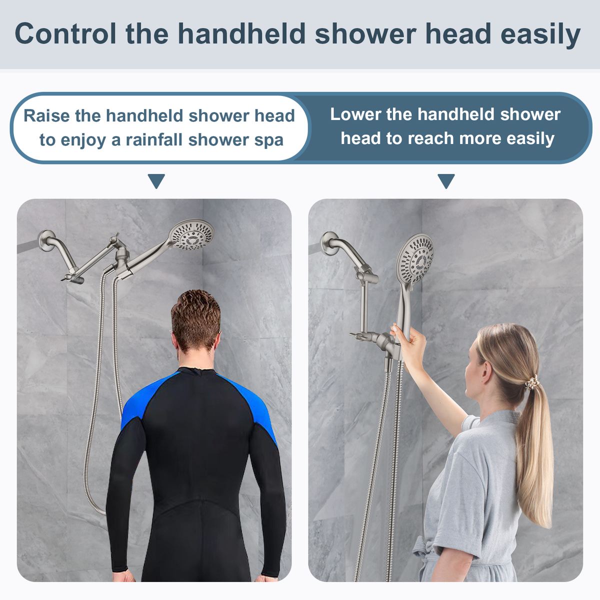 5 Inch Solid Brass Shower Arm Extender, Height & Angle Adjustable