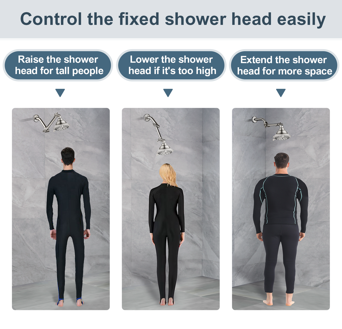 5 Inch Solid Brass Shower Arm Extender, Height & Angle Adjustable
