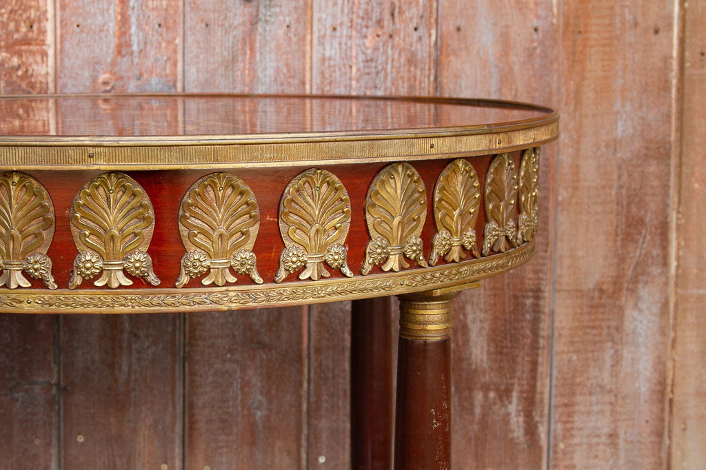 Antique French Empire Round Marquetry Table