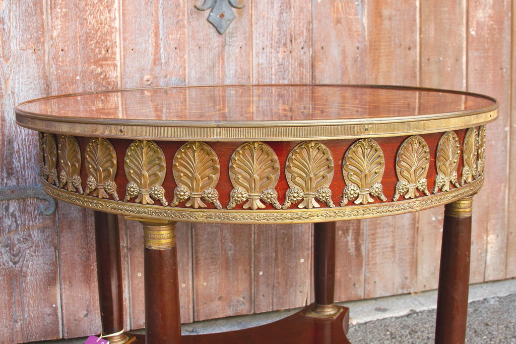 Antique French Empire Round Marquetry Table