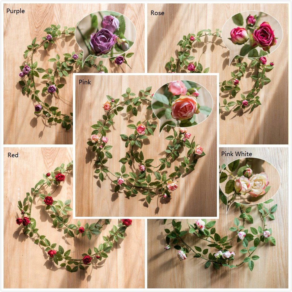 Artificial Silk Rose Vine 57" Long