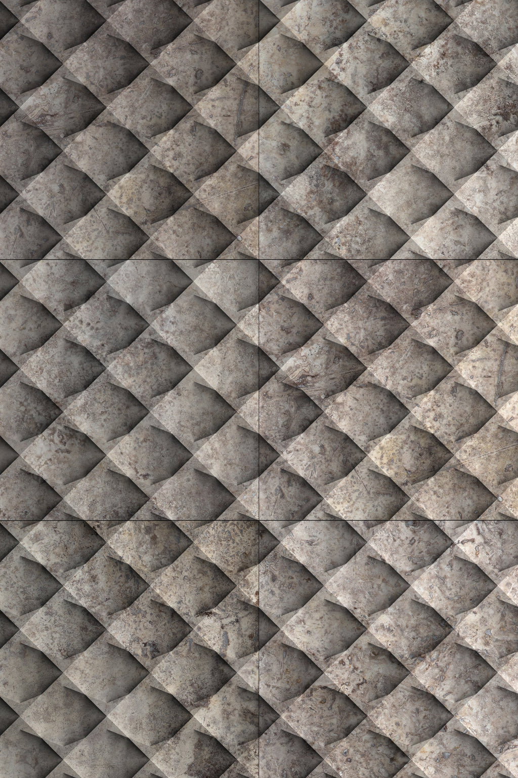 Silver Travertine Field Dimensional Carved Stone BLUEM Wall Tile - Livfloors Collection